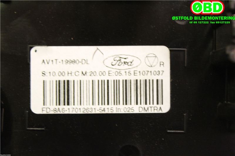 Varmeapparat betjening til Ford Transit Courier 2014-2018 (Type I, Fase 1)  (FORD|2116817||AV1T19980DL)