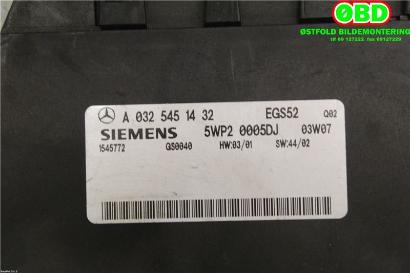 Styreenhet girkasse til Mercedes E-Klasse 2002-2006 (Fase 1) (W211) (W211) (A 032 545 14 32|5WP20005DJ|0325451432)