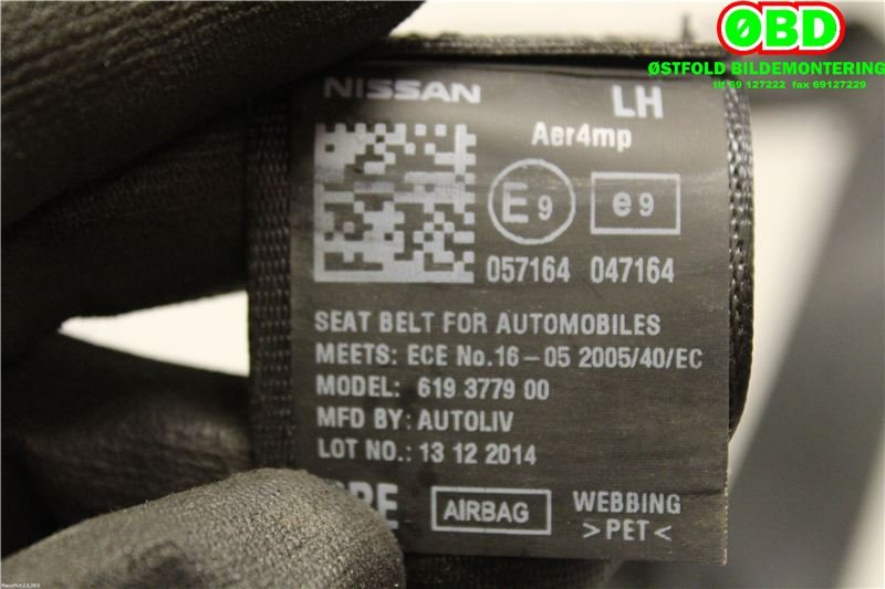 Airbag beltestrammer til Nissan NV200 2010-2019  (NISSAN|868853LD5A|619377900|)