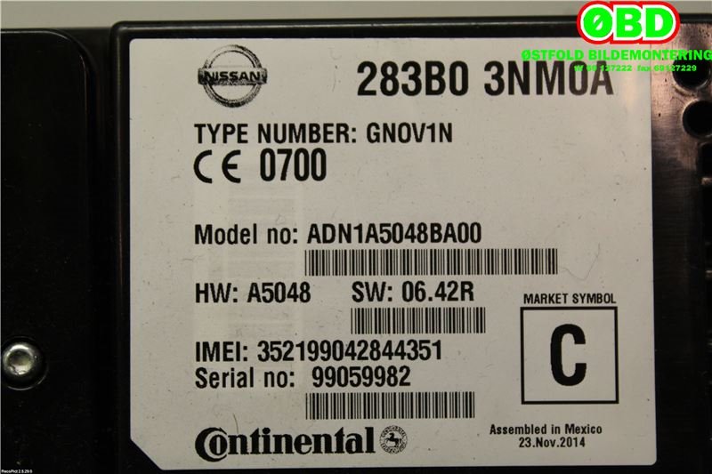 Styreenhet diverse til Nissan NV200 2010-2019  (NISSAN|283B03NM0A|)