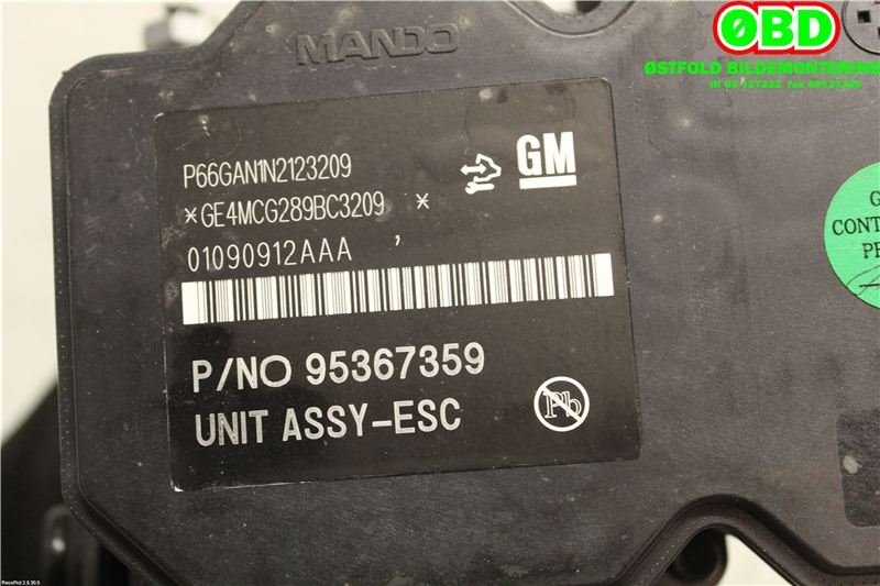 ABS sentral til Opel Mokka 2012-2016 (Type I, Fase 1)  (OPEL|95406024|1247913|95367359)