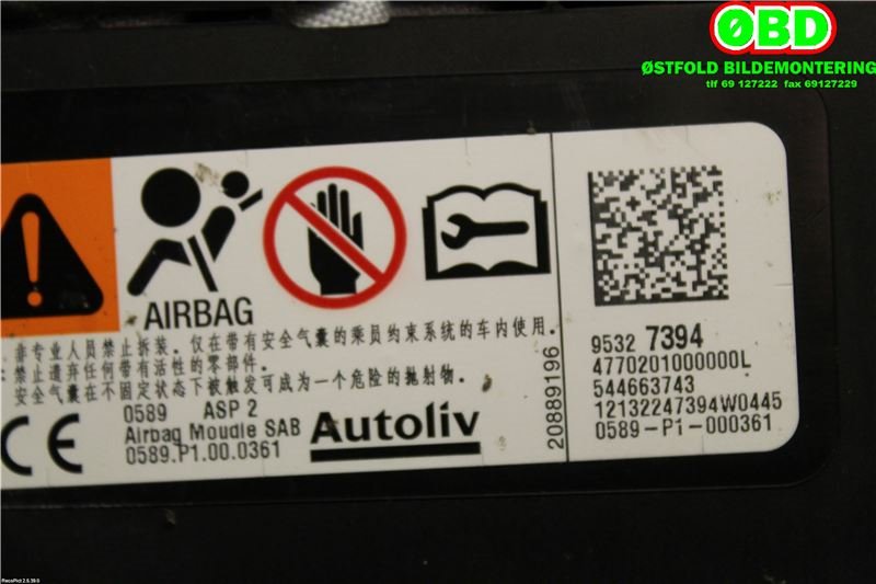 Airbag sidepute venstre til Opel Mokka 2012-2016 (Type I, Fase 1)  (OPEL|95327394|199450|)
