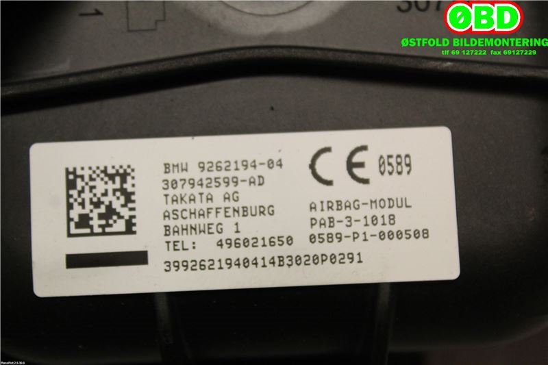 Airbag passasjer til Mini One/Cooper 2014-->> (F54-57) (F54-57) (MINI|72 12 9 262 194|72 12 6 803 201|9262194)