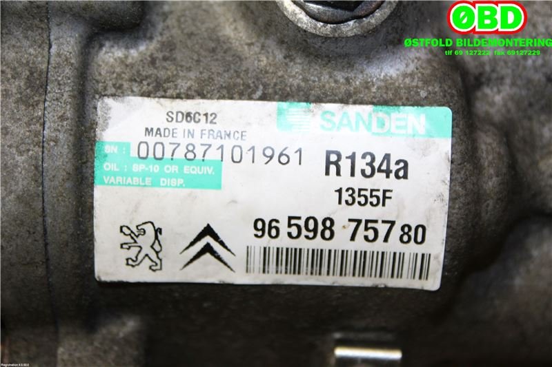 Aircondition kompressor til Citroën C3, Picasso 2009-2017  (CITROEN|6453WK|9822826880|9659875780)