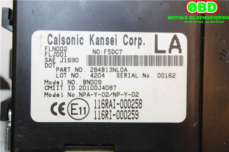 Styreenhet comfort (BCM) til Nissan Leaf 2011-2017 (Type I)  (NISSAN|284B13NL0A|)