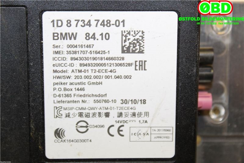 Styreenhet diverse til BMW i3 2013-2022  (BMW I i3|84105A0FC22||84108734748)