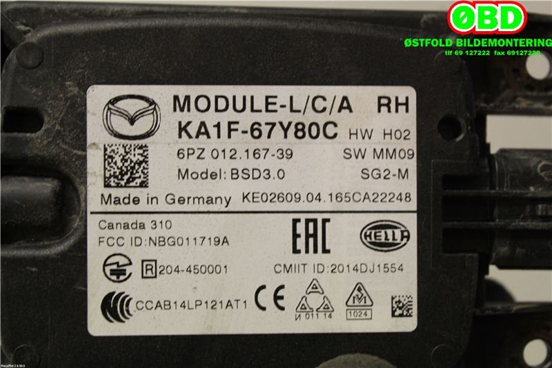 Sensor diverse til Mazda CX-5 2012-2017 (Type I)  (MAZDA|KA1F67Y80C|)