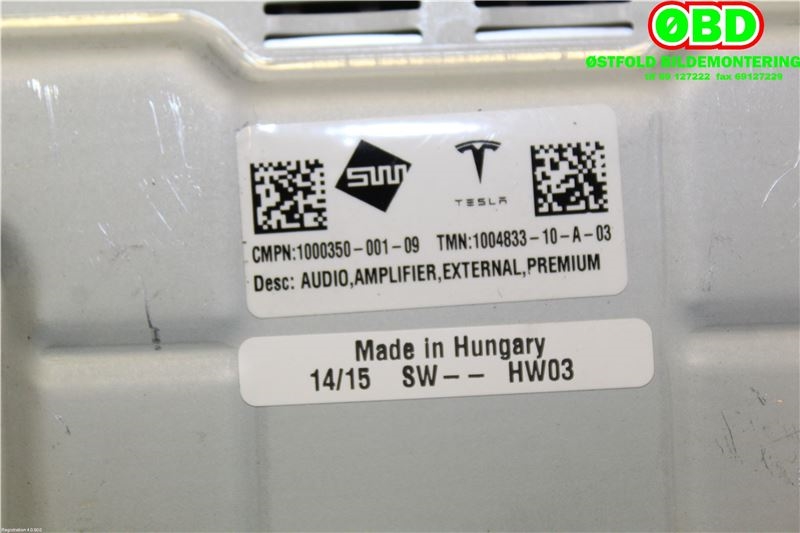 Bilstereo forsterker til Tesla Model S 2013-2016 (Fase 1)  (TESLA|100483310A|)