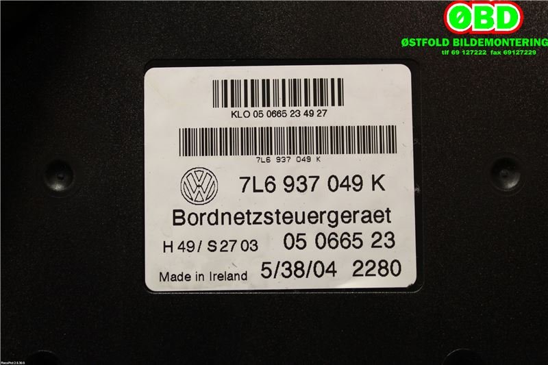 Styreenhet diverse til VW Touareg 2003-2007 (Type I, Fase 1)  (VOLKSWAGEN|7L6 937 049 N||7L6937049K)