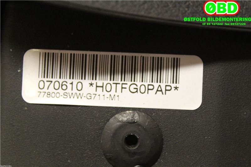 Airbag rattpute til Honda CR-V 2007-2012 (Type III)  (HONDA|77810SWWG70ZA||77800SWWG71)