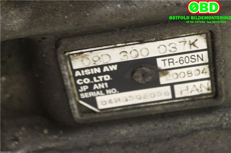Girkasse automat til VW Touareg 2003-2007 (Type I, Fase 1)  (VOLKSWAGEN|09D 300 037 K||09D300037K)