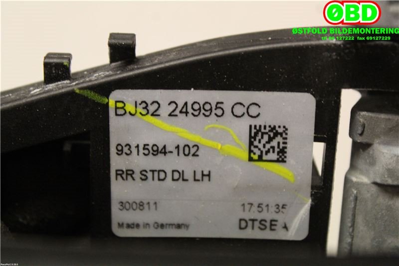 Dørhåndtak utv venstre bak til Land Rover Range Rover, Evoque 2011-2019 (Type I)  (LAND-ROVER|LR025403|LR025540|BJ3224995CC)