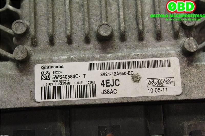 Styreenhet motor til Ford Fiesta 2008-2012 (Type VI, Fase 1)  (FORD|1540358||8V2112A650EC)