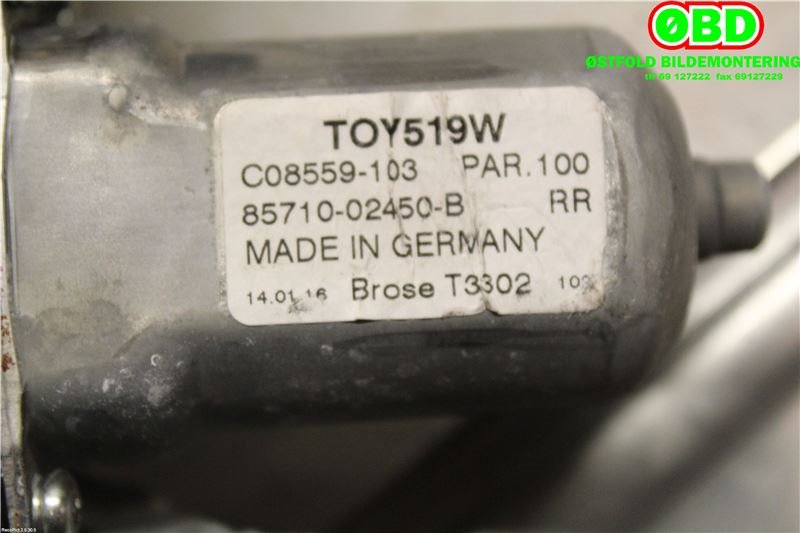 Ruteheis venstre bak til Toyota Auris 2015-2019 (Type II, Fase 2)  (TOYOTA|6984002430|)