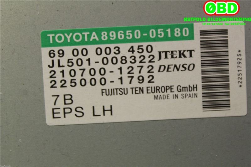 Styreenhet servo til Toyota Avensis 2015-2019 (Type III, Fase 2)  (TOYOTA|8965005180|)