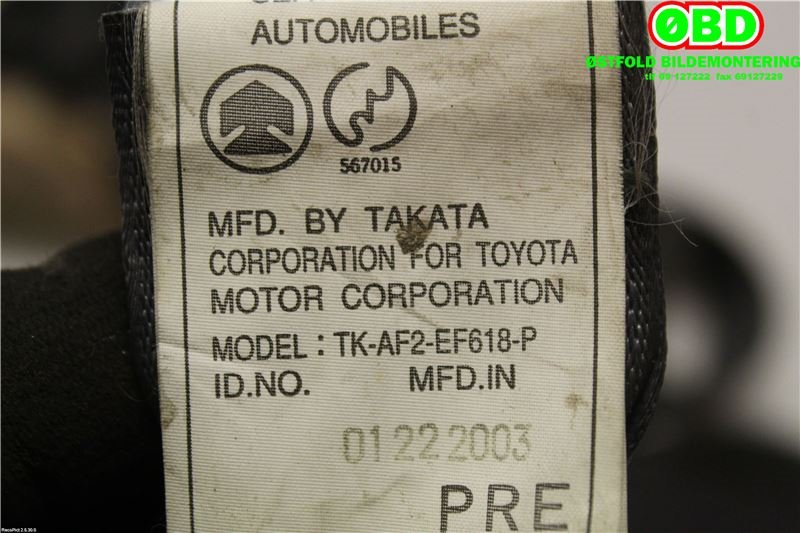 Airbag beltestrammer til Toyota Land Cruiser 120 2002-2009  (TOYOTA|7322060460B0|)