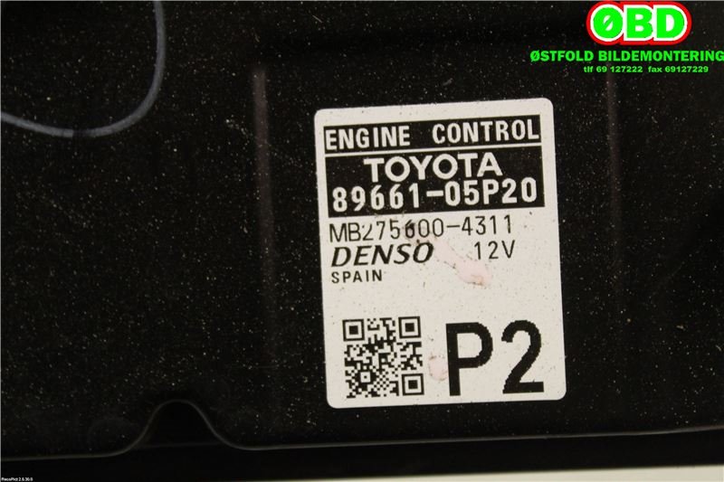 Styreenhet motor til Toyota Avensis 2015-2019 (Type III, Fase 2)  (TOYOTA|8966105P20|)