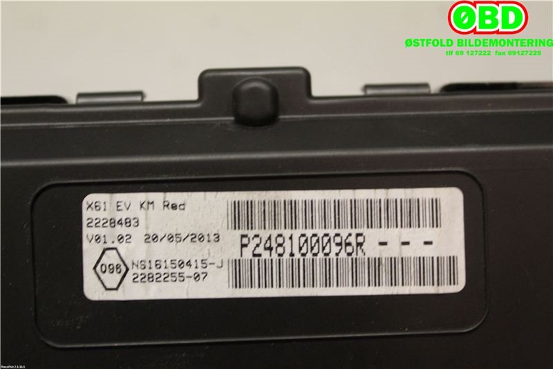 Instrumentpanel til Renault Kangoo 2008-2021 (Type II)  (RENAULT|248100096R|)