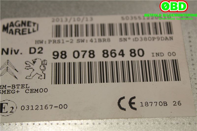 Bilstereo diverse til Peugeot 308 2013-2021 (Type II) (PEUGEOT|1611628580||9807886480)