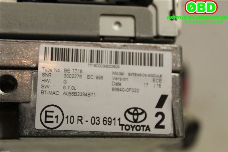 Bilstereo navigasjon til Toyota Auris 2015-2019 (Type II, Fase 2)  (TOYOTA|8614002400|)