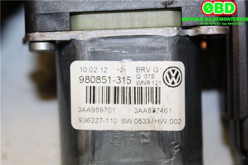 Ruteheis venstre foran til VW Passat 2011-2015 (B7) (B7) (VOLKSWAGEN|3AA 959 701 A||3AA959701)