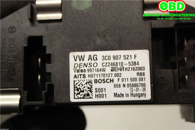 Varmeapparat motstand til VW Passat 2011-2015 (B7) (B7) (VOLKSWAGEN|3C0 907 521 G||3C0907521F)