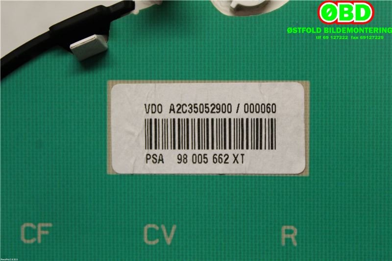 Instrumentpanel til Citroën DS3 2010-2019  (CITROEN|98005662XT|98041227XT)