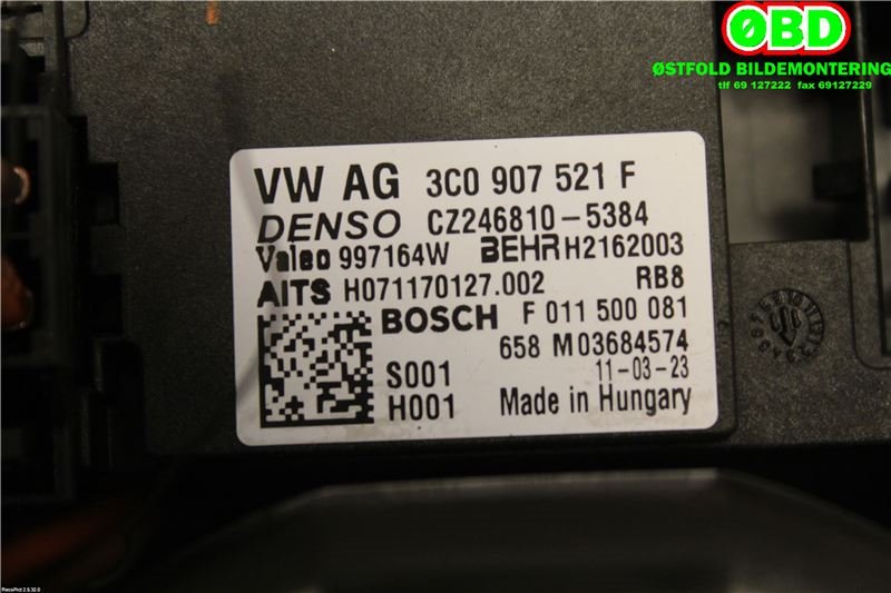 Varmeapparat motor til VW Golf, Plus/Cross 2009-2013 (Fase 2)  (VOLKSWAGEN|3C1 820 015 M|)