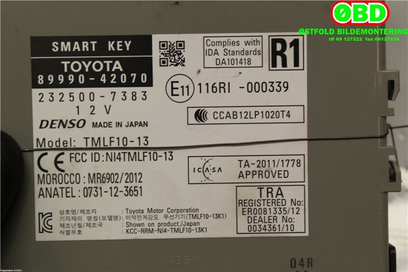 Styreenhet nøkkelfri/keyless til Toyota RAV4 2013-2015 (Type IV, Fase 1)  (TOYOTA|8999042070|)