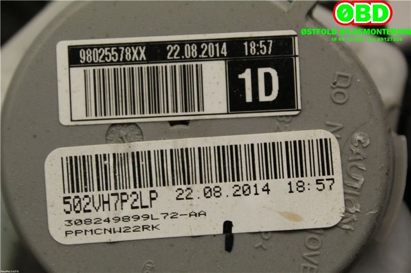 Airbag beltestrammer til Peugeot Partner 2008-2015 (Type II, Fase 1)  (PEUGEOT|98025578XX|)