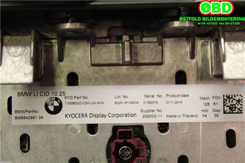 Instrument kjørecomputer til BMW i3 2013-2022  (BMW|65 50 6 842 991||6842991)