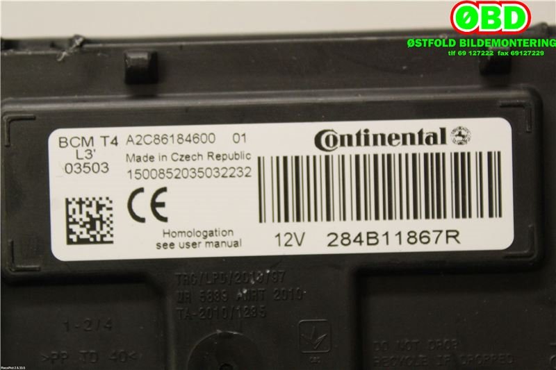 Styreenhet diverse til Renault Captur 2013-2020 (Type I) (RENAULT||284B11867R)
