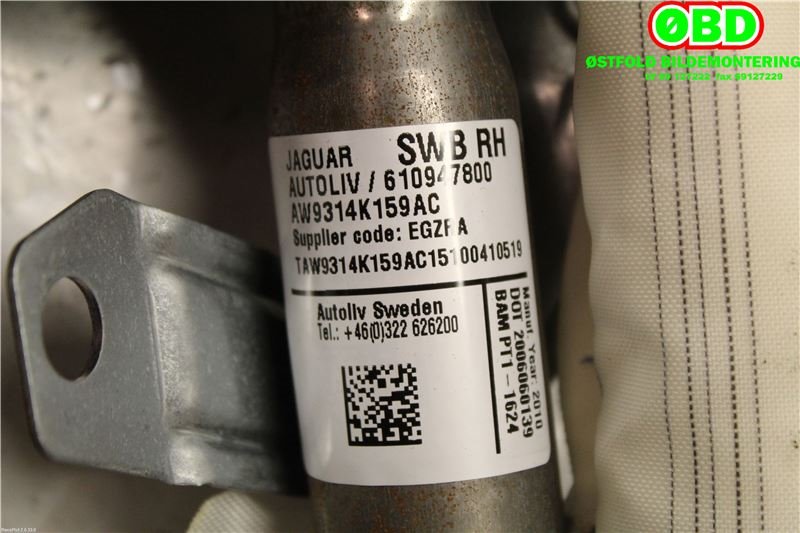 Airbag gardin høyre til Jaguar XJ X351 2010-->>  (JAGUAR|C2D2180||AW9314K159AC)