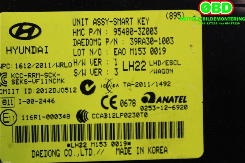 Styreenhet diverse til Hyundai i40 2012-2017 (HYUNDAI|954803Z003|)