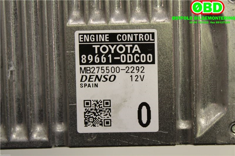 Styreenhet motor til Toyota Yaris 2012-2014 (Type III, Fase 1)  (TOYOTA|896610DC00|)