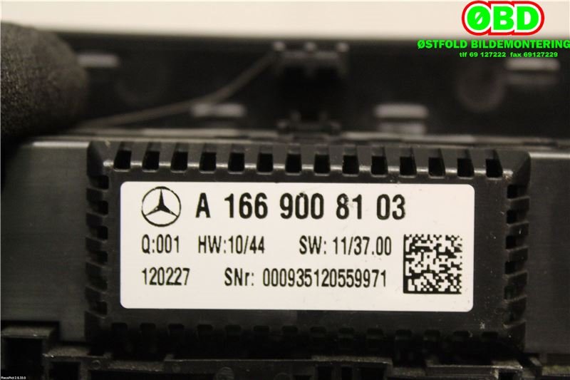 Varmeapparat betjening til Mercedes ML 2011-2015 (Fase 1) (W166) (W166) (MERCEDES|A 166 900 81 03|A 166 900 87 21|1669008103)