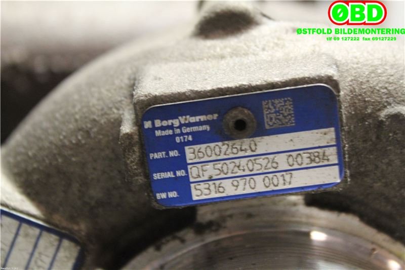 Turbo til Volvo V70 2014-2016 (Type III, Fase 2)  (VOLVO|36012552|36002640|31293086)