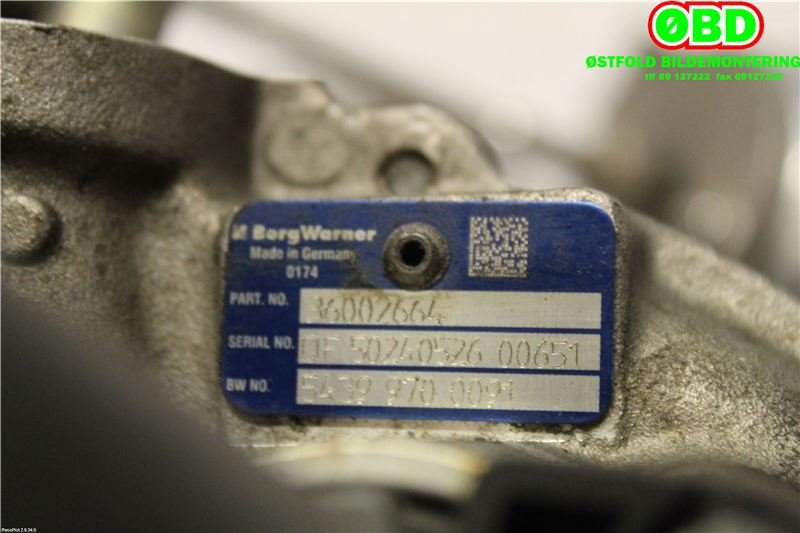 Turbo til Volvo V70 2014-2016 (Type III, Fase 2)  (VOLVO|36012552|36002640|31293086)