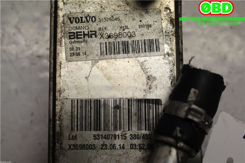 Oljekjøler til Volvo V70 2014-2016 (Type III, Fase 2)  (VOLVO|31325045|)