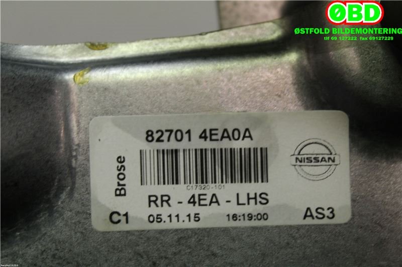 Ruteheis venstre bak til Nissan Qashqai 2014-2021 (Type II)  (NISSAN|827014EA0A|)