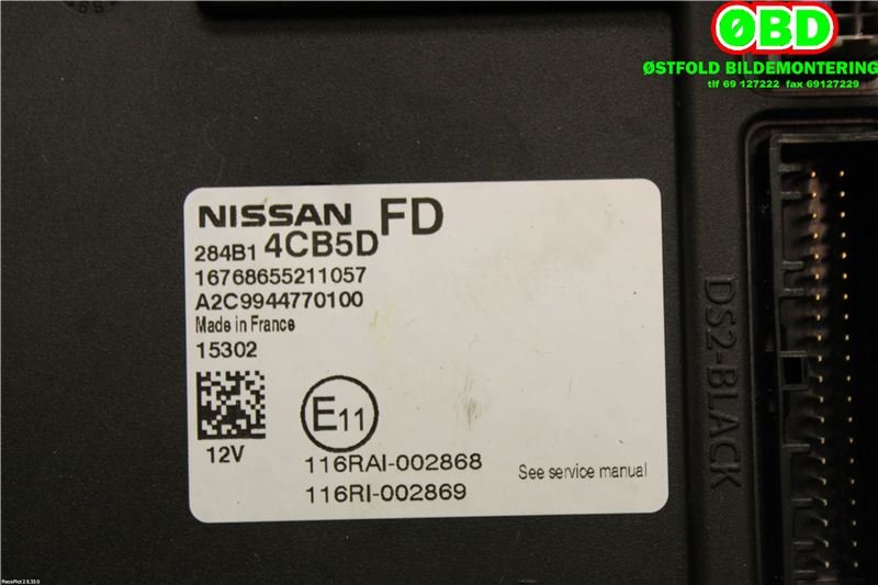 Styreenhet comfort (BCM) til Nissan Qashqai 2014-2021 (Type II)  (NISSAN|284B14CB5D|)