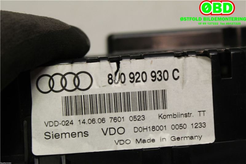 Instrumentpanel til Audi TT 2006-2014 (Type II)  (AUDI|8J0 920 930 EX||8J0920930C)