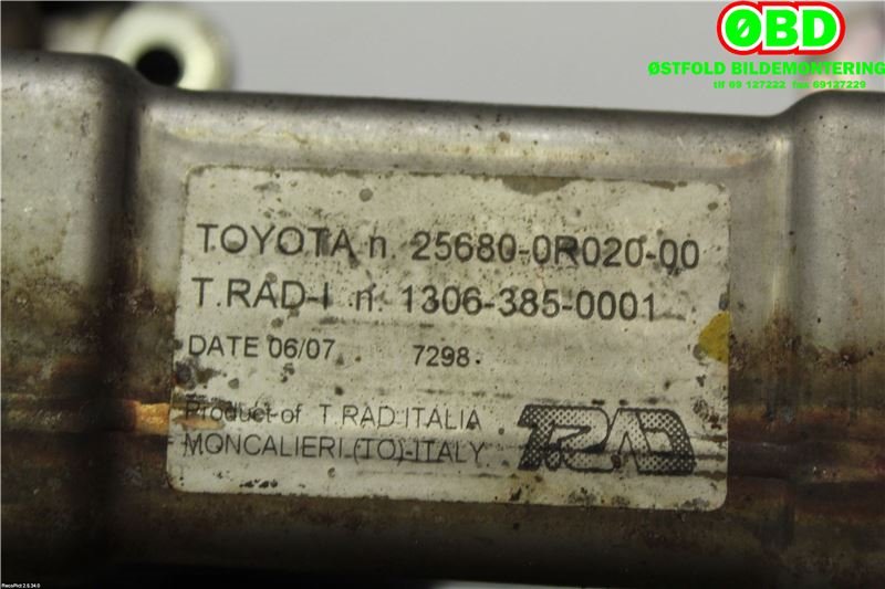 EGR-kjøler til Toyota Verso 2004-2009 (Type II)  (256800R020|)