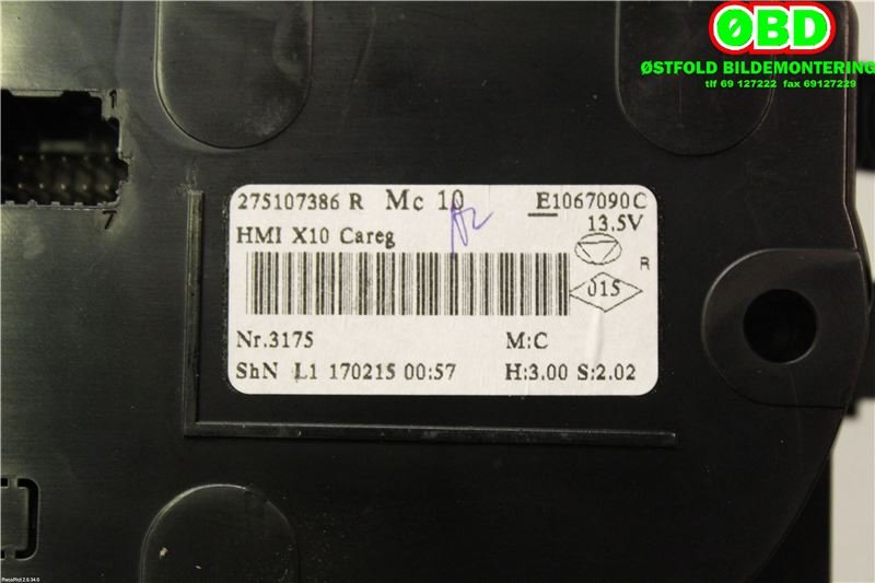 Varmeapparat betjening til Renault Zoe 2013-2019 (Fase 1)  (RENAULT|275107386R|)