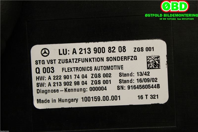 Styreenhet diverse til Mercedes E-Klasse 2016-2023 (W213) (W213) (MERCEDES|A 213 900 82 08|A 213 900 21 13|2139008208)