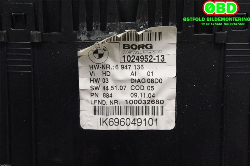 Instrumentpanel til BMW 1-Serie 2004-2011 (E81/E82/E87/E88) (E81/E82/E87/E88) (BMW|62 10 9 283 801||6947136)