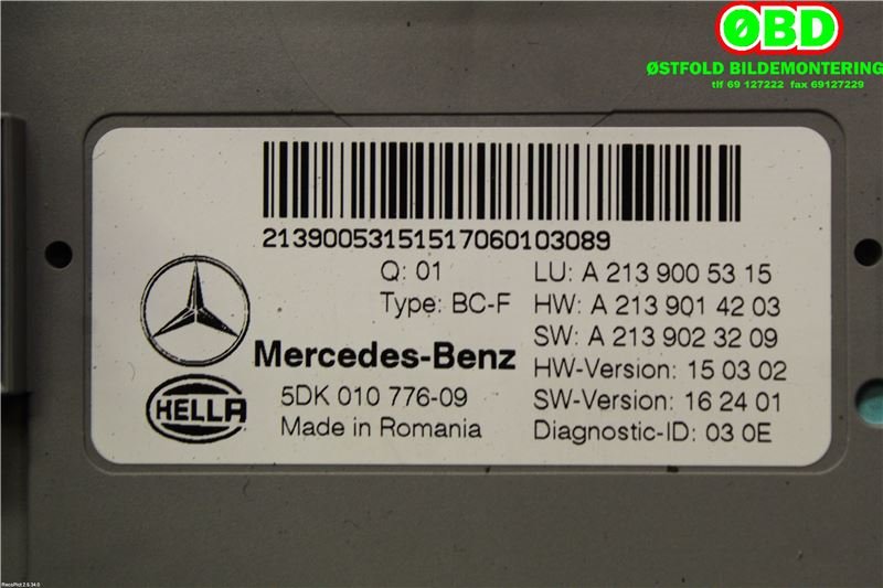 Styreenhet diverse til Mercedes E-Klasse 2016-2023 (W213) (W213) (MERCEDES|A 213 900 53 15||2139005315)