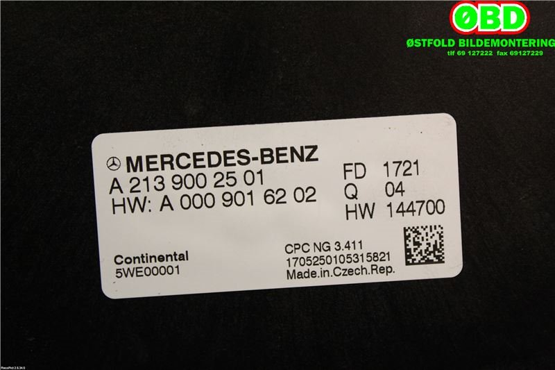 Styreenhet girkasse til Mercedes E-Klasse 2016-2023 (W213) (W213) (MERCEDES|A 213 900 25 01|A 213 900 33 17|2139002501)