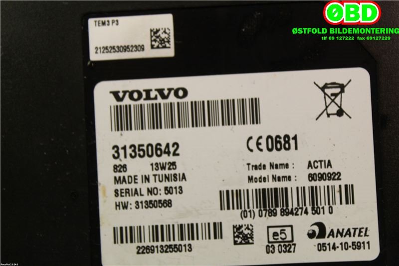 Bilstereo diverse til Volvo XC60 2014-2017 (Type I, Fase 2)  (VOLVO||31350642)