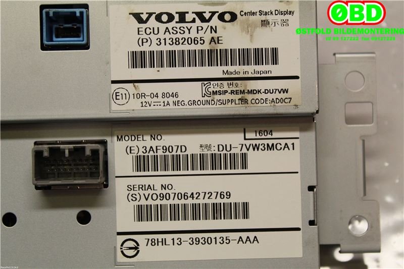 Instrument kjørecomputer til Volvo XC60 2014-2017 (Type I, Fase 2)  (VOLVO||31382065AE)